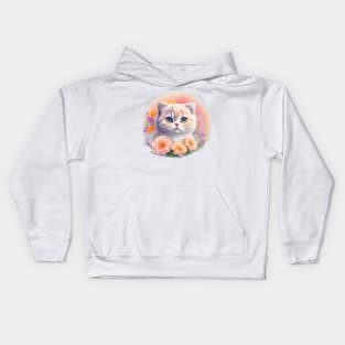 Mesmerizing Flora: Scottish Fold's Grace and Beauty Bloom in Fantasy Kids Hoodie